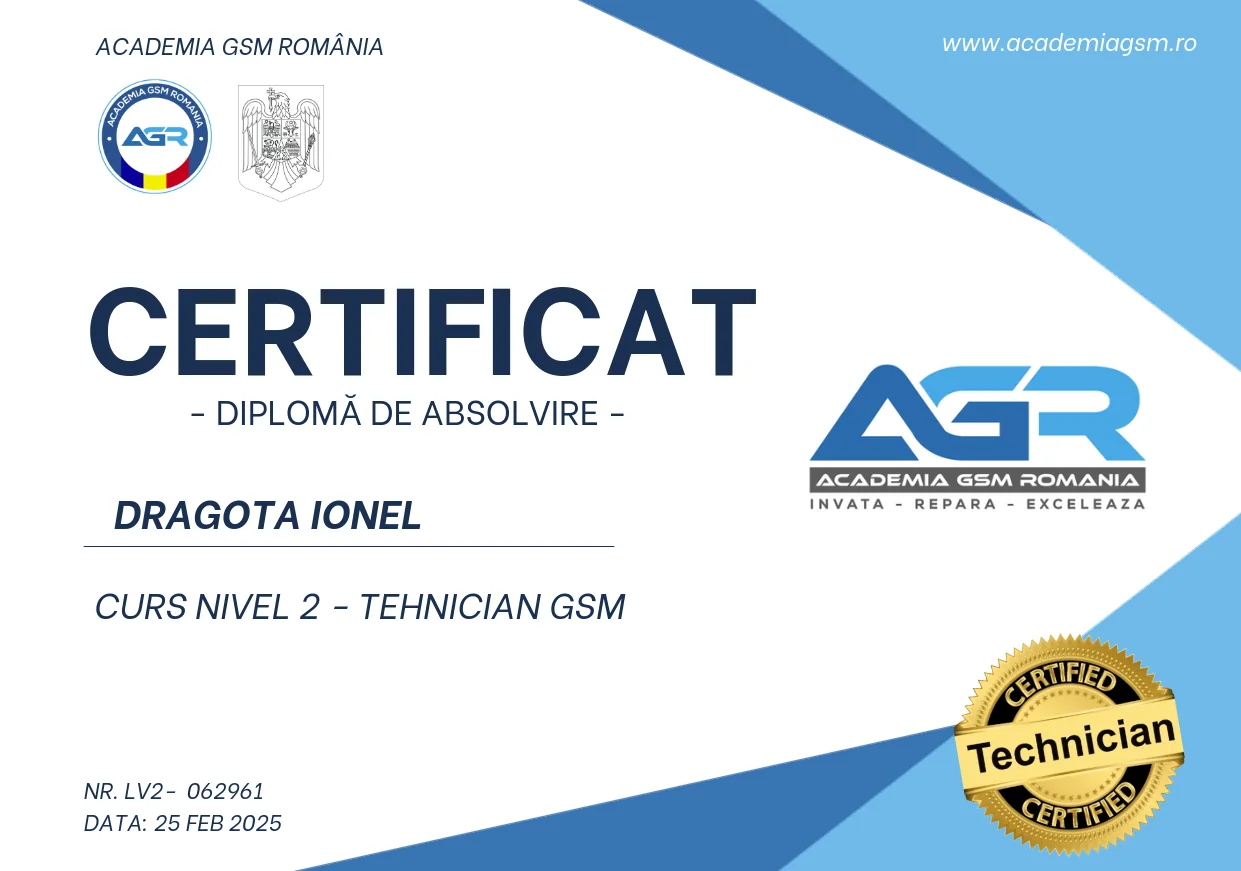 Academia GSM România — Curs Nivel 2 – Tehnician GSM, 25 februarie 2025